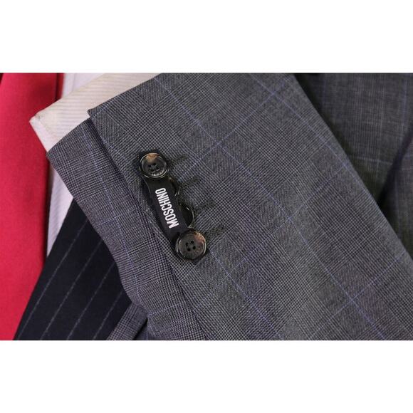 Moschino Couture Gray Glen Plaid & Stripes Wool 2-Btn Suit Eu 52 - 42R New! - Picture 6 of 12